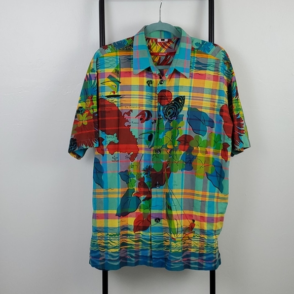 Vintage Signum Hawaii shirt buttons up short sleeve men size L - Picture 2 of 5